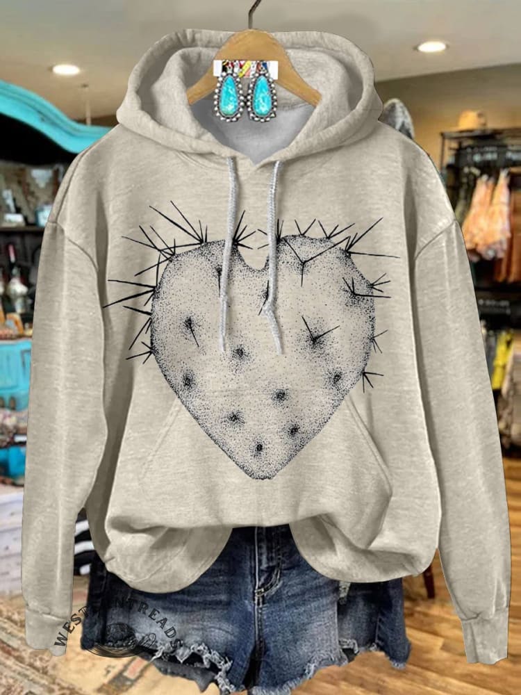 Cactus Print Casual Hoodie Sweatshirt