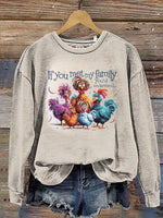 Vintage Chicken Art Prints Casual Cotton Sweatshirt