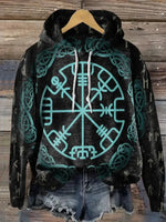 Vintage Art Print Casual Cotton Hooded Sweatshirt