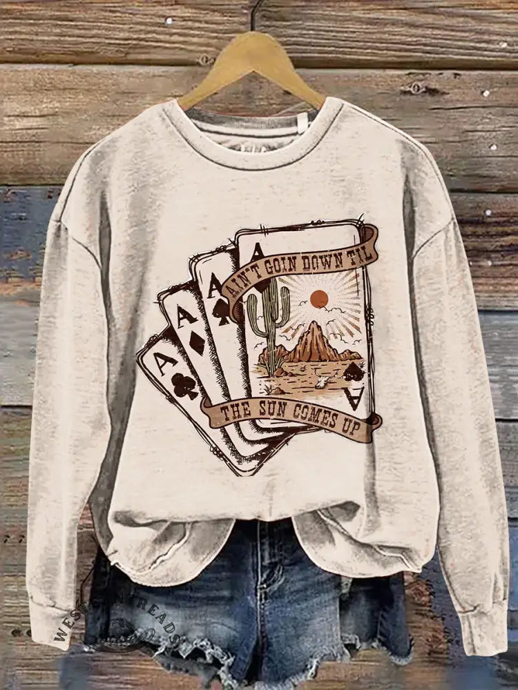 Vintage Western Poke Art Prints Casual Cotton Sweatshirt