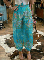Women's Paisley Art Print Relaxed Sheer Balloon Pants