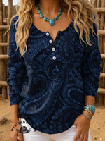 Retro Floral Art Print Buttoned Cardigan Sweater