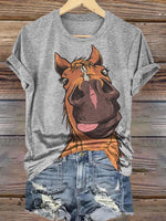 Funny Horse Print T-shirt