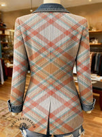 Plaid Print Patchwork Denim Sweater