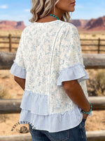 Vintage ArtPatchwork Stripes Print Shirt