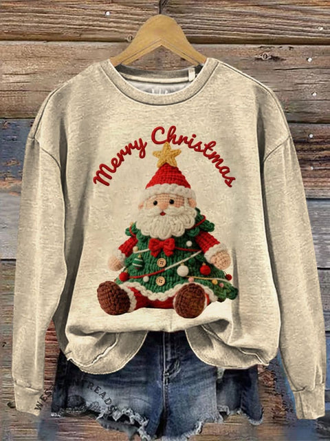 Retro Christmas Casual Cotton Sweatshirt