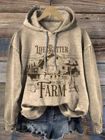 Vintage Western Art Print Casual Cotton Sweatshirt