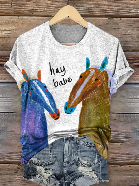 Funny Horse Art Print T-shirt