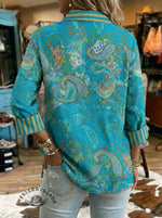 Women's Paisley Art Print Casual 3/4 Sleeve Shirt
