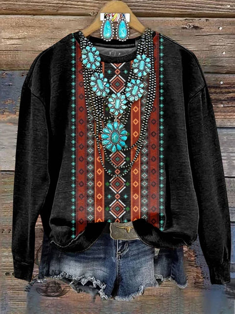 Aztec Print Casual Cotton Sweatshirt
