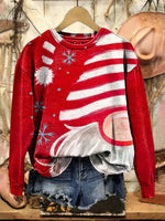 Vintage Christmas Art Print Casual Cotton Sweatshirt