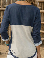 Women's Denim Patchwork Casual Cotton Shirt