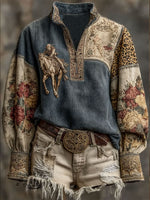 Women's Wild West Art Print Casual Top