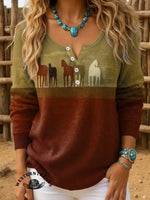 Retro Horse Casual Cotton Sweatshirt