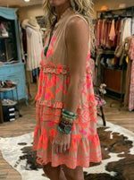Vintage Floral Print Casual Ruffle Sleeveless Dress