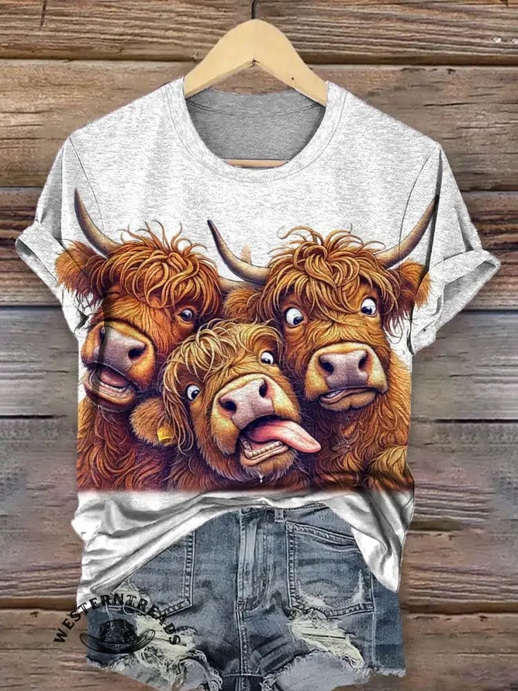 Funny Cow Art Print Classic Short-sleeved T-shirt