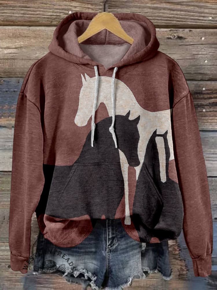 Horse art Print Casual Hoodie Sweatshirt