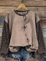 Retro Horse Print Casual Cotton Leopard Print Sweatshirt