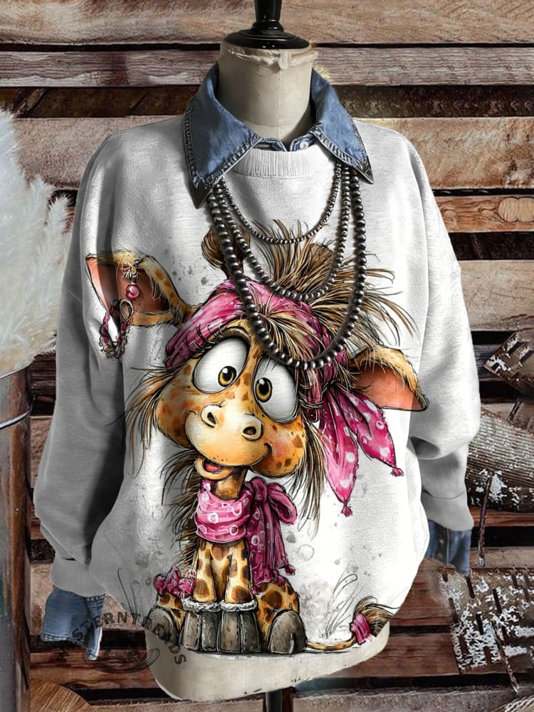 Funny Animals Art Print Casual Cotton Sweatshirt