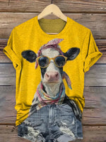 A Cow Wearing Glasses T-shirt