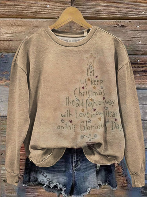 Retro Christmas Casual Cotton Sweatshirt