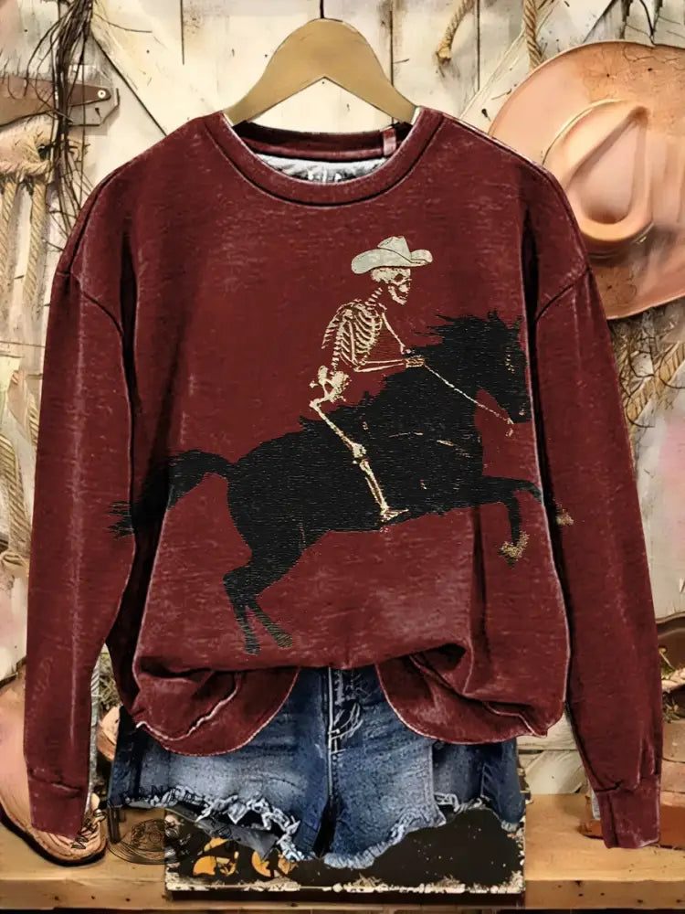 Howdy Art Pattern Casual Cotton Sweatshirt