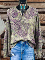 Women's Paisley Art Print Casual Sweater