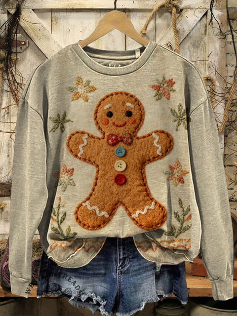 Retro Christmas Casual Cotton Sweatshirt