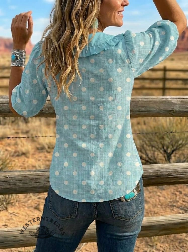Women's Retro Art Puff Sleeve Casual Shirt