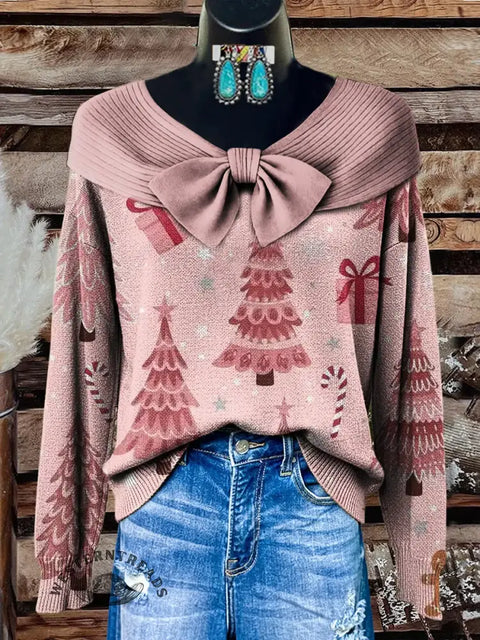 Women's Christmas Art Print Casual Sweater
