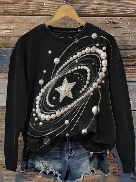 Star Art Print Casual Sweatshirt