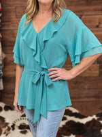 Boho Resort V-neck Shirt Self-tie Belt