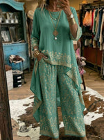 Vintage Floral Print Casual Suit