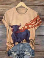 Vintage Cow Art Print T-shirt