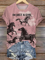 Horse Art Print Casual Short-sleeved Top