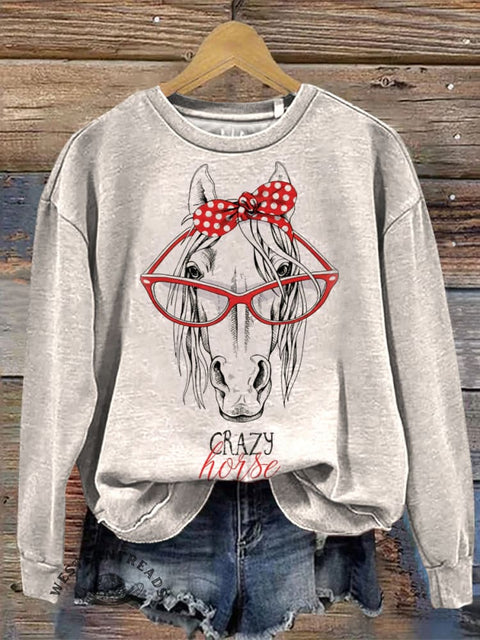 Christmas Art Print Casual Cotton Sweatshirt