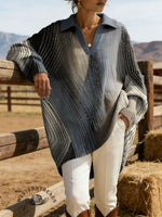 Vintage Abstract Pattern Casual Lapel Sweater