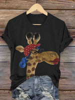 Retro Funny Animals Art Print Casual T-shirt