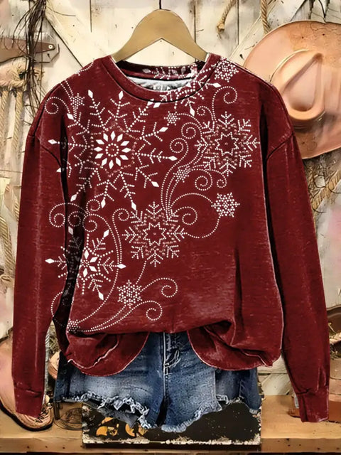 Retro Christmas Art Casual Cotton Sweatshirt