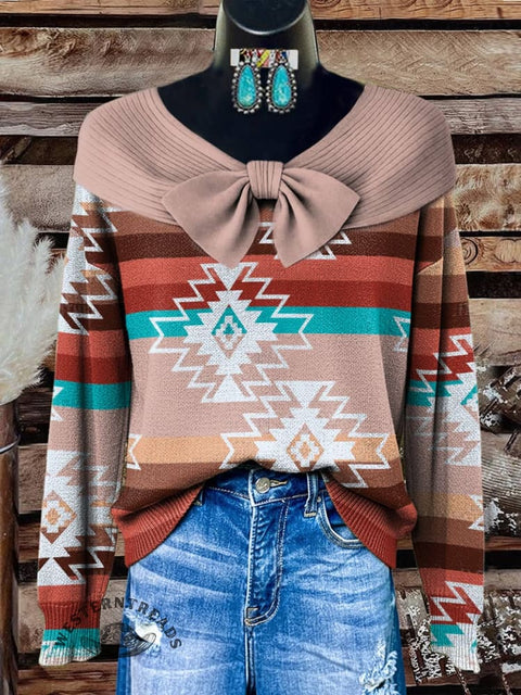 Women's Aztec Print Casual Cotton Sweater