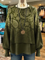 Women's Vintage Paisley Print Casual Knit Sweater