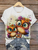 Retro Funny Animals Art Print Casual T-shirt
