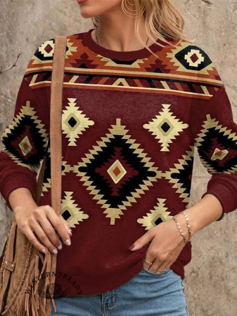West Print Casual Cotton Sweatshirt