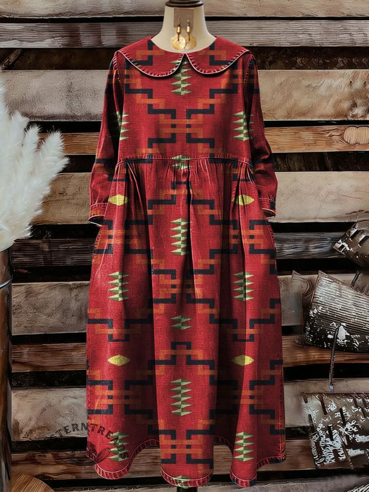 Women's Aztec Print Casual Denim Dress