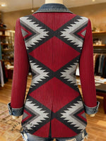 Aztec Print Patchwork Denim Coat