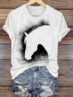 Horse Art Print Casual T-shirt