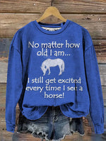 Funny Horse Art Print Casual Cotton Sweatshirt