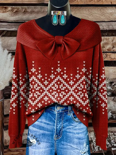 Retro Art Print Buttoned Cardigan Sweater