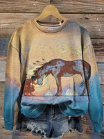 Vintage Art Print Casual Sweatshirt