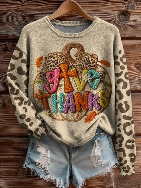 Give Thanks Art Print Casual Sweater